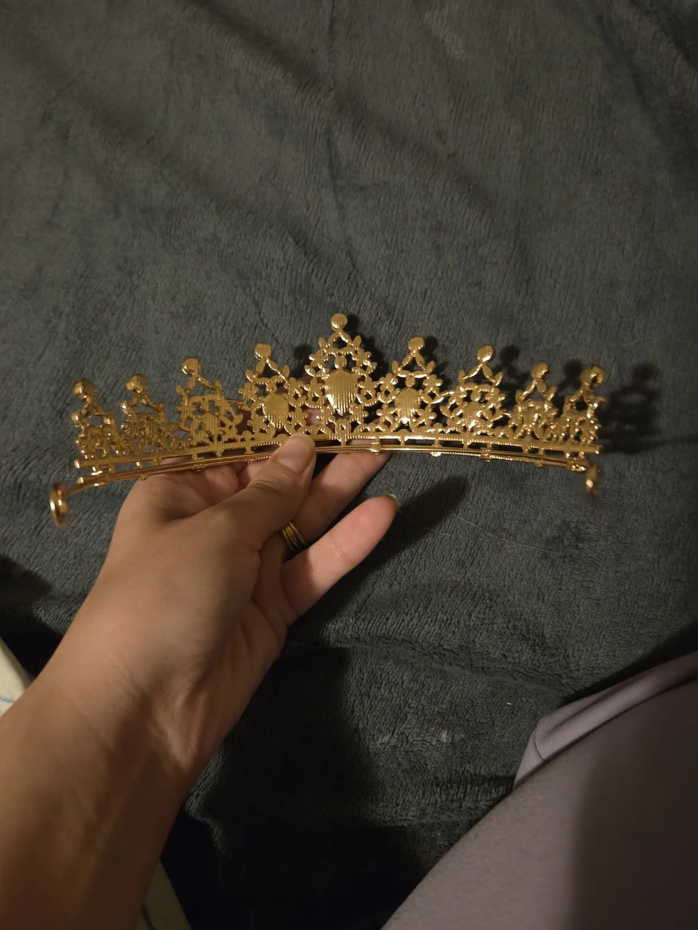 Gold Tone Crystal Embellished Tiara Crown - Elegant Women's Accessory